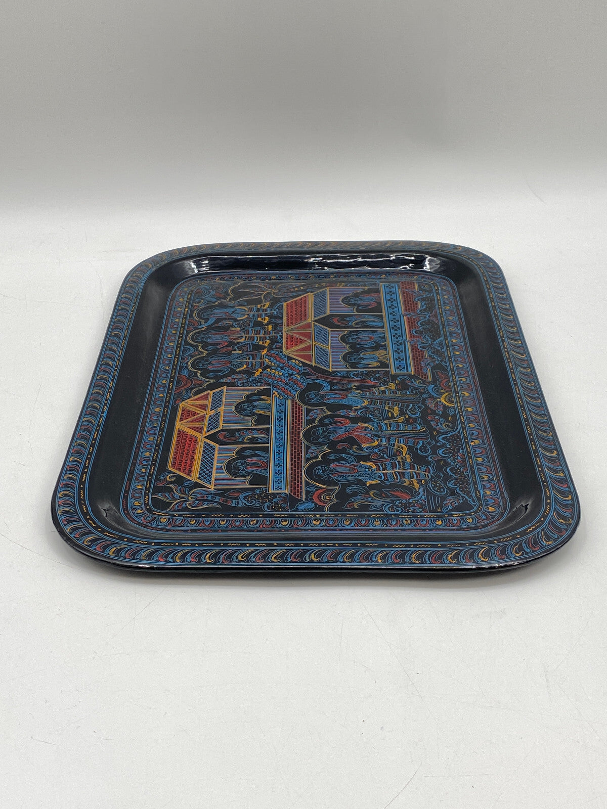 * TABLETT QUADRATISCH BURMESISCH MYANMAR BAMBUS LACKARBEIT LAQUERWARE