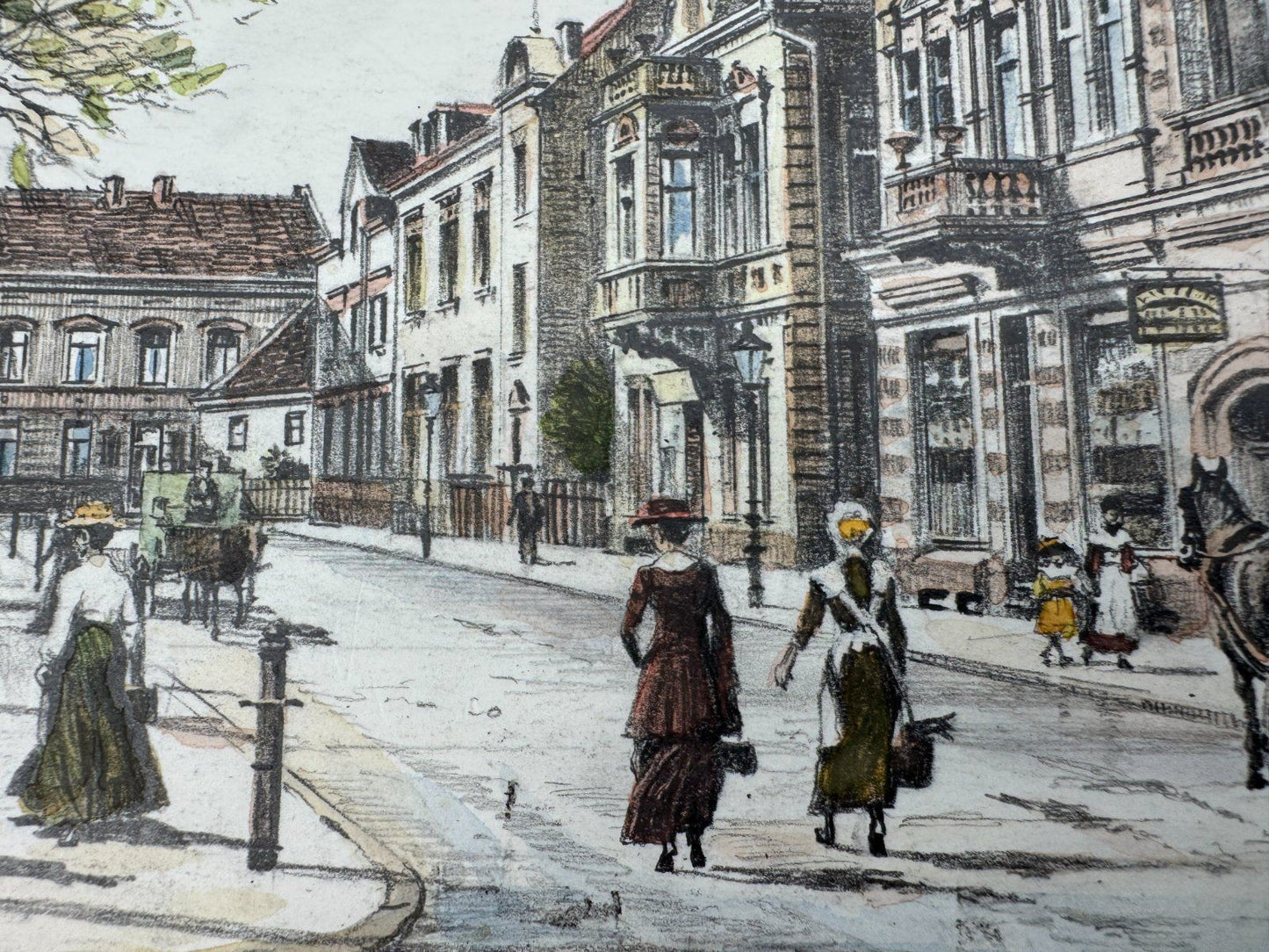 * HEINZ WEHLISCH ZEICHNUNG BUER MARKT UM 1905 ANSICHT SIGNIERT
