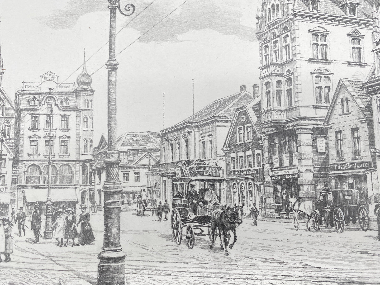 DEUTSCHER KÜNSTLER HEINZ WEHLISCH ZEICHNUNG RECKLINGHAUSEN MARKT 1900 SIGNIERT