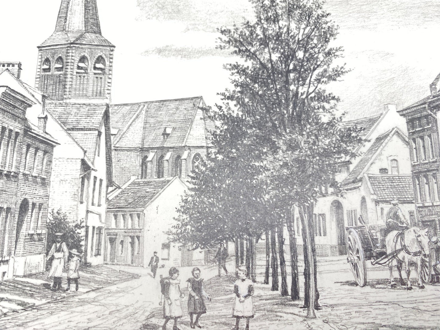 HEINZ WEHLISCH ZEICHNUNG ÜBACH OBERSTRASSE UM 1910 HANDSIGNIERT