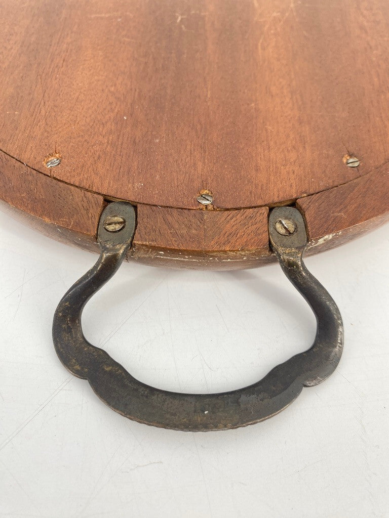 * TABLETT OVAL ANTIK 1900 HOLZ INTARSIEN STERN MESSING GLASPLATTE SERVIERTABLETT