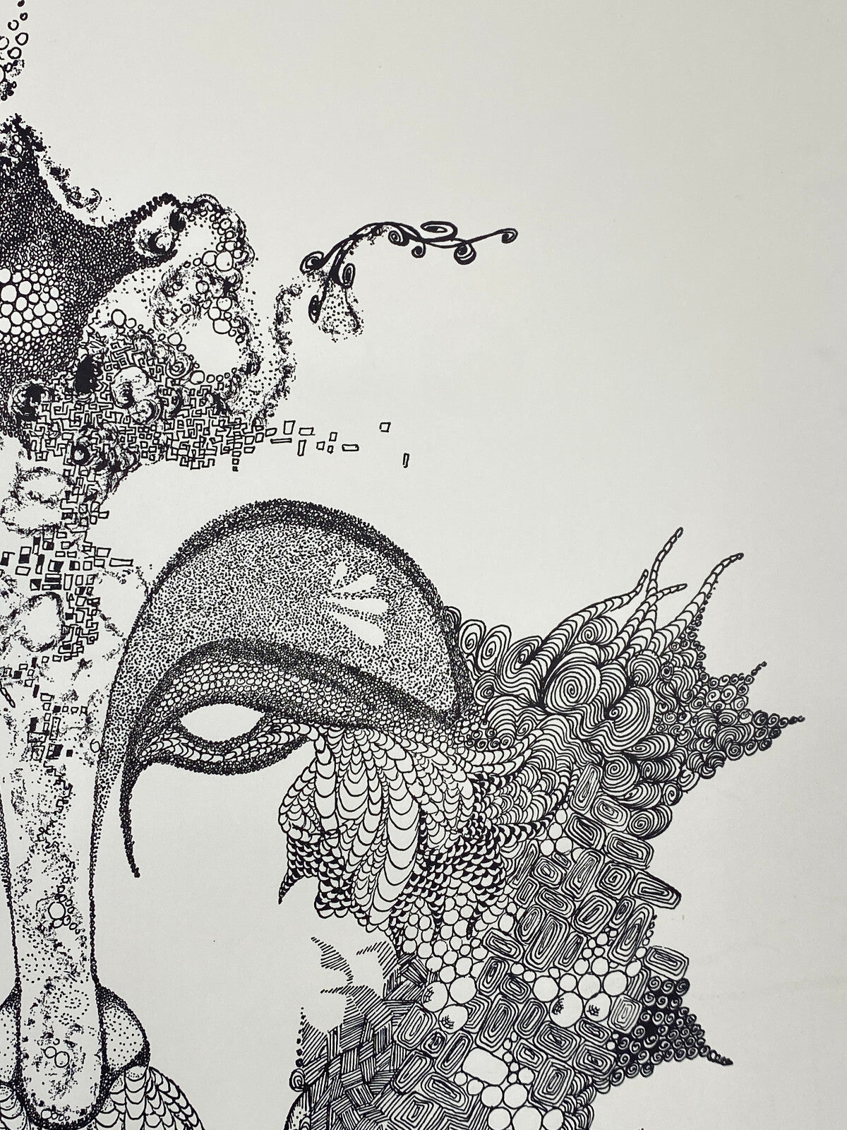 * 1v2 ANNELIE STÄRK GRAFIK DRUCK ABSTRAKT SURREAL GESICHT ZEICHNUNG SIGNIERT 70