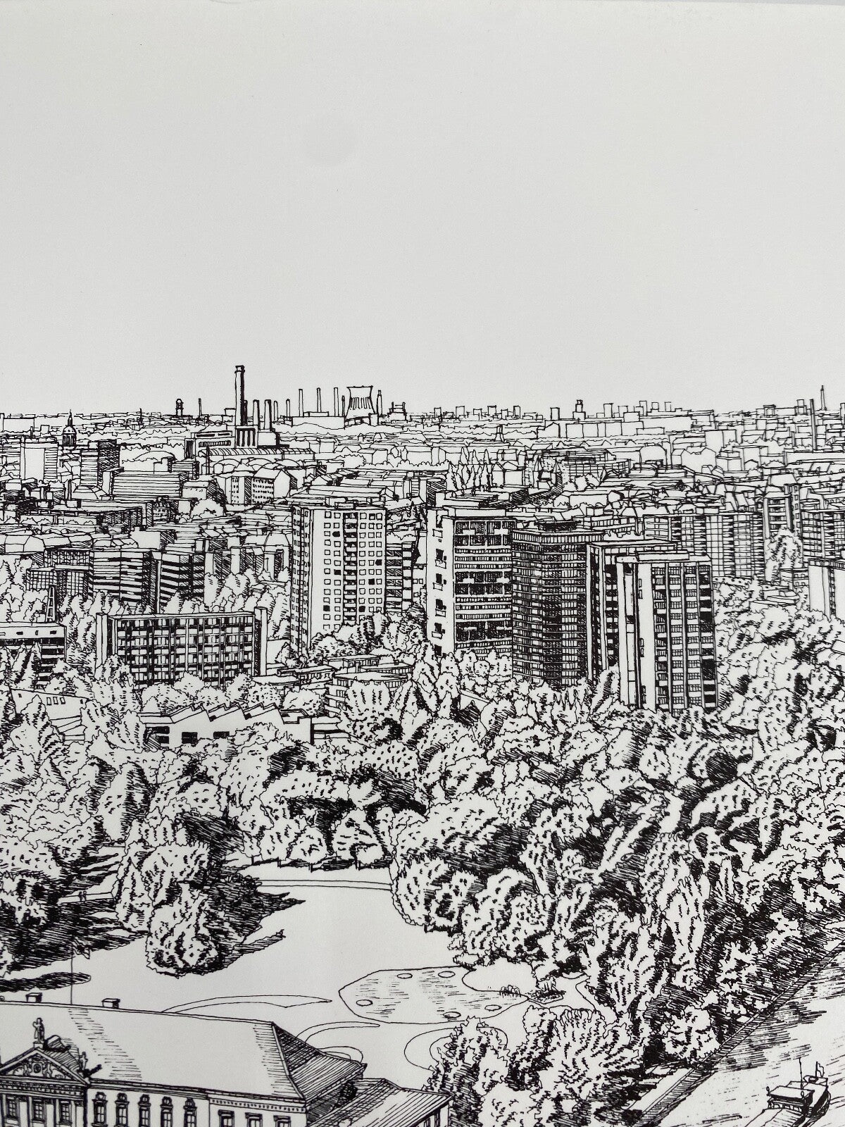 * NIGEL LEACH GRAFIK DRUCK BELLEVUE VOGELPERSPEKTIVE BERLIN HANSAVIERTEL