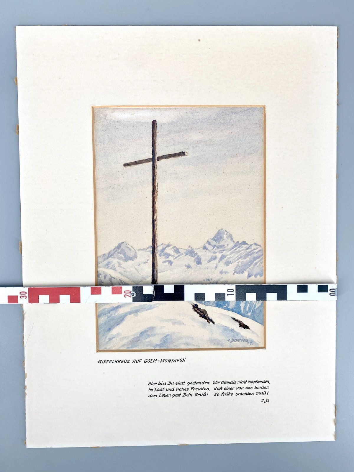 * AQUARELL GIPFELKREUZ TRAUERLYRIK ÖSTERREICH GOLM DORNER