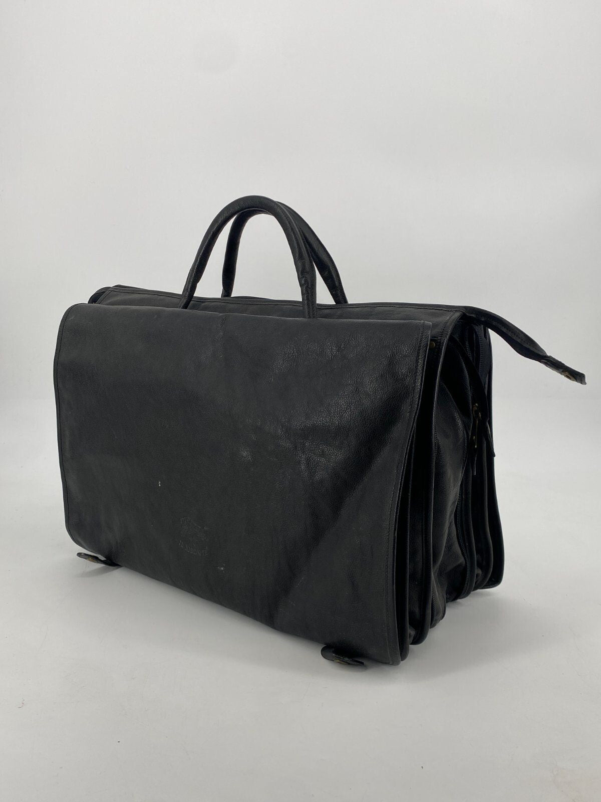 * VINTAGE IL BISONTE ECHT LEDER TASCHE SCHWARZ ITALY DESIGN