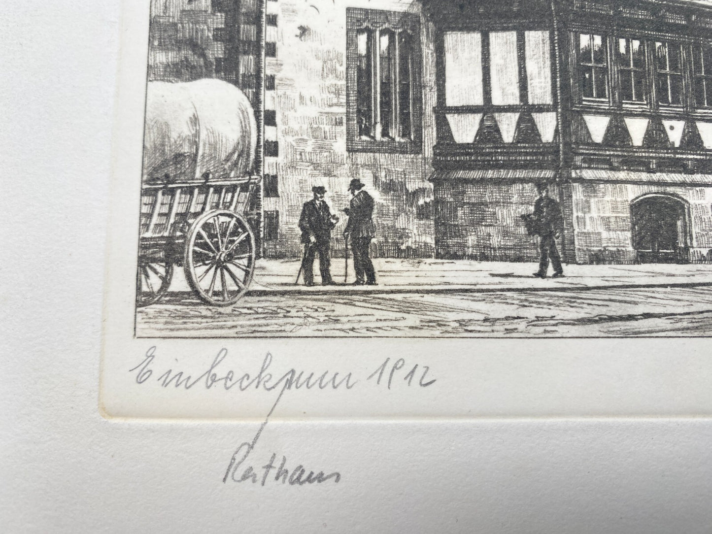 DEUTSCHER KÜNSTLER HEINZ WEHLISCH RADIERUNG EINBECK RATHAUS 1912 HANDSIGNIERT