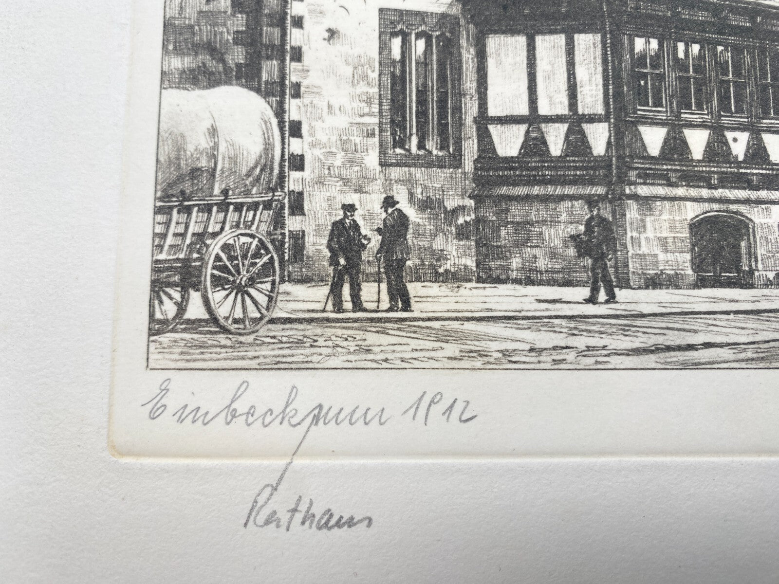 DEUTSCHER KÜNSTLER HEINZ WEHLISCH RADIERUNG EINBECK RATHAUS 1912 HANDSIGNIERT