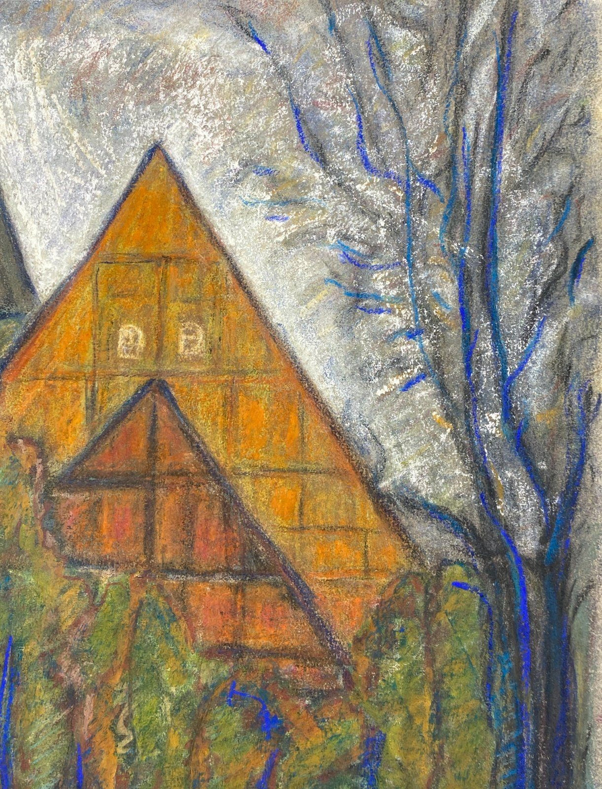 *PASTELLGEMÄLDE GEBÄUDEANSICHT KIRCHENGEBÄUDE GK 1984 SIGN UNIKAT