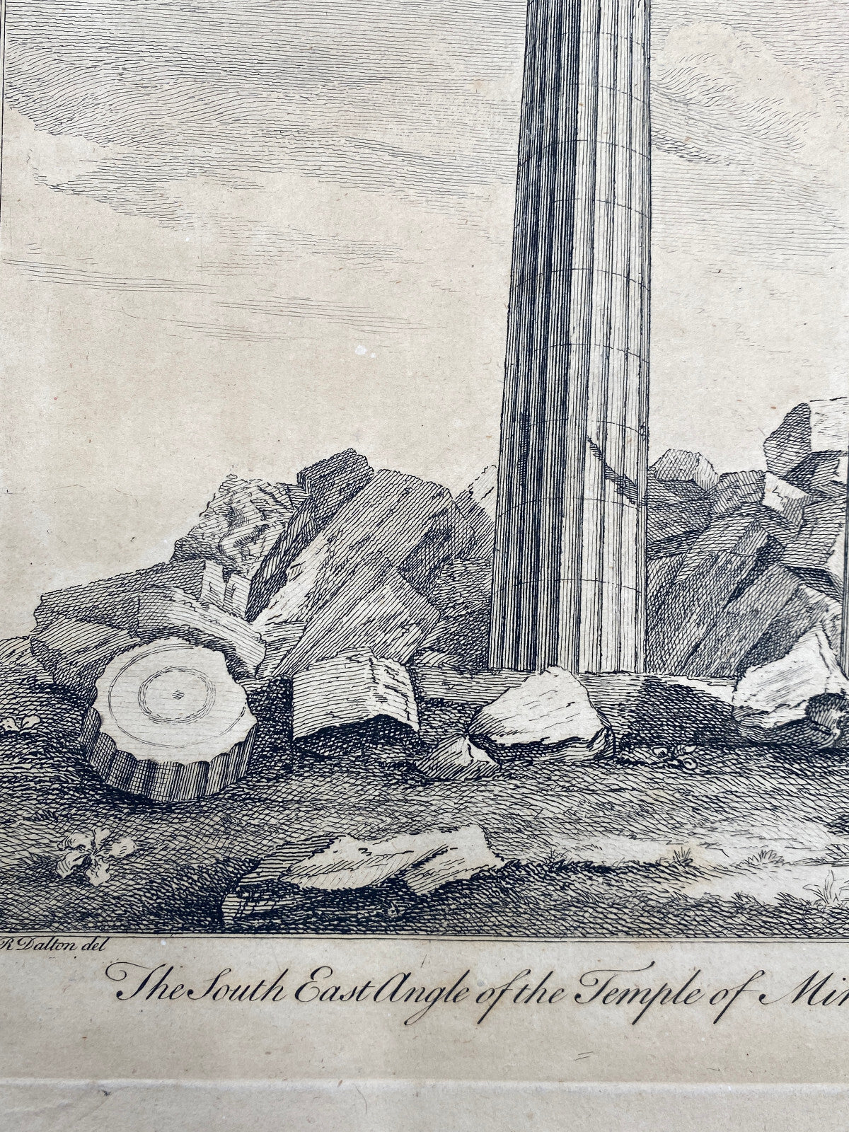 * ORIGINAL DRUCK STICH RADIERUNG TEMPEL MINERVA R DALTON J BASIRE ANTIK 18 JHDT