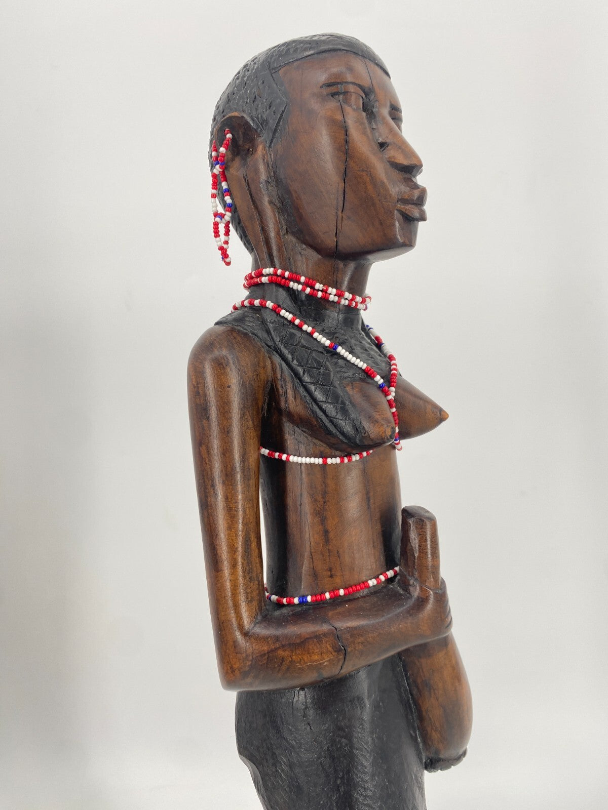 * 2 STK HOLZ FIGUREN MASSAI KENIA AFRIKA MANN FRAU STATUETTE SKULPTUR VINTAGE