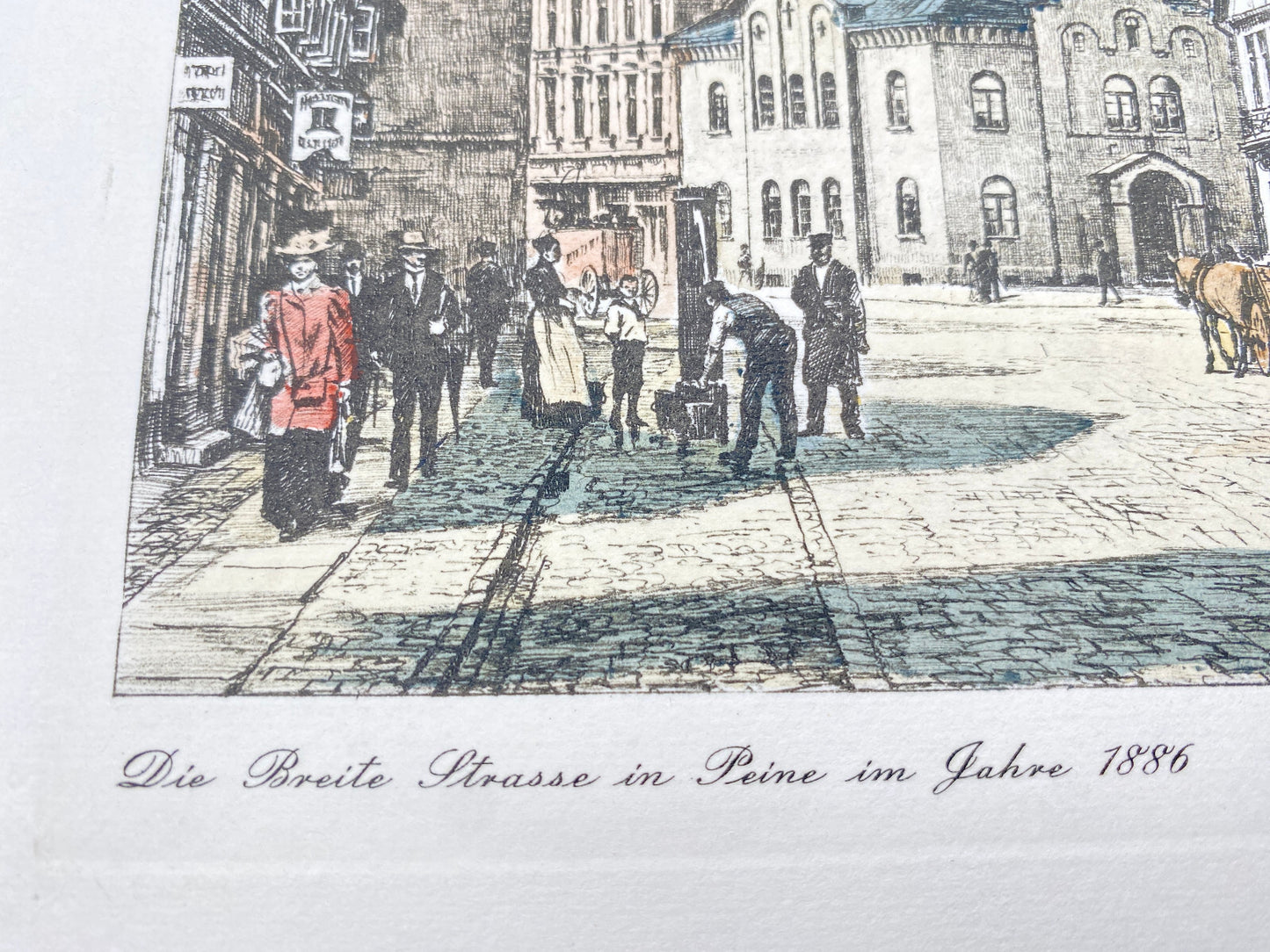 DEUTSCHER KÜNSTLER HEINZ WEHLISCH RADIERUNG BREITE STRASSE PEINE 1886 SIGNIERT