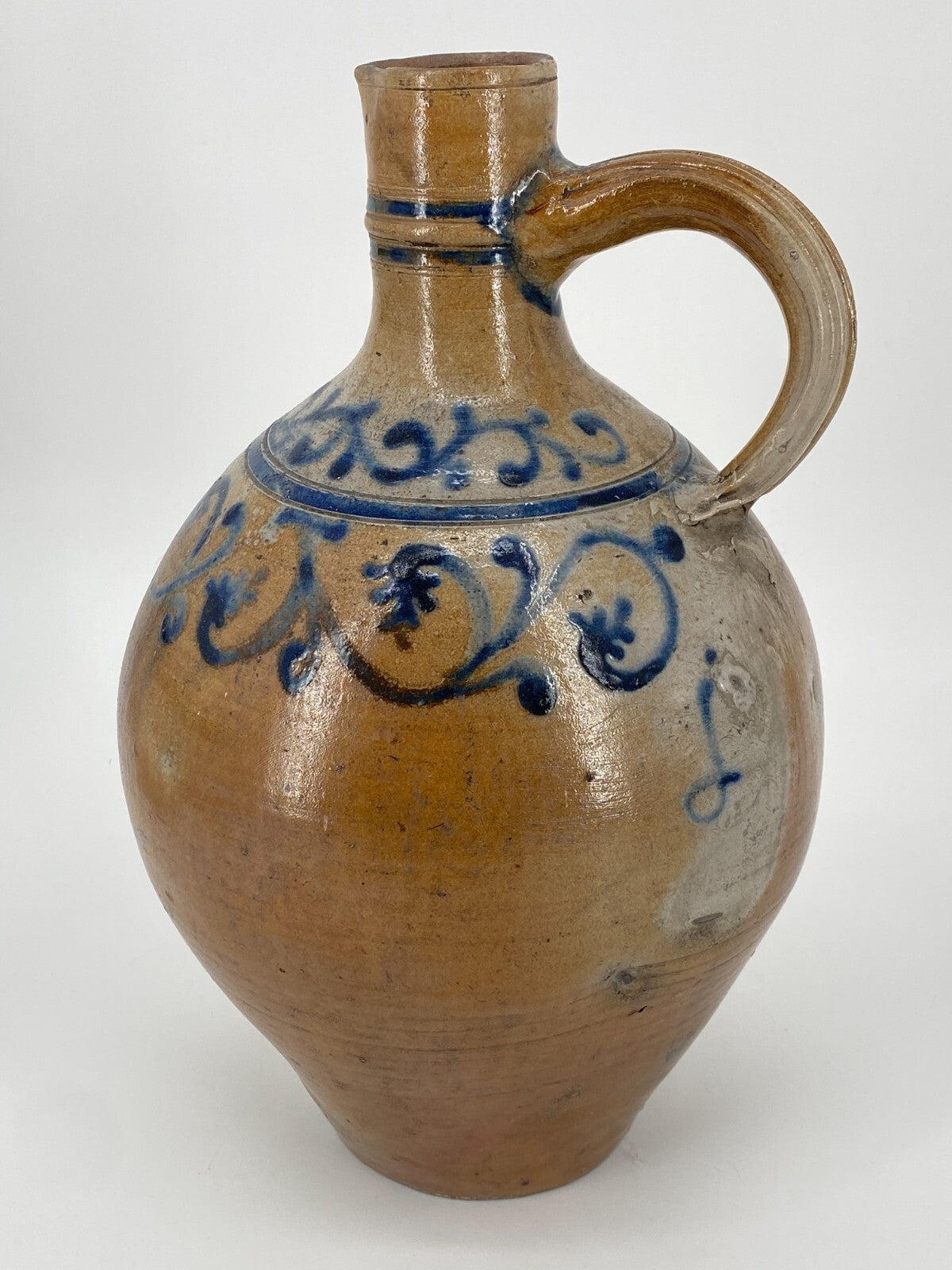 * KRUG HENKEL VASE HENKELVASE SALZGLASUR 1900 KERAMIK ANTIK