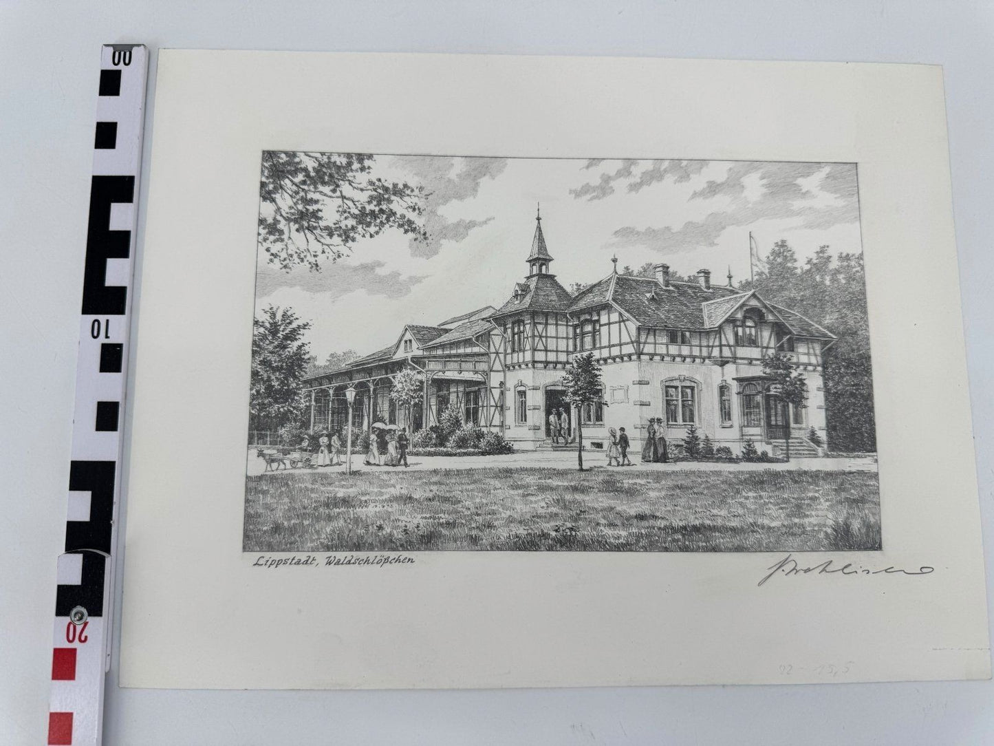 * HEINZ WEHLISCH ZEICHNUNG LIPPSTADT WALDSCHLÖSSCHEN ANSICHT SIGNIERT