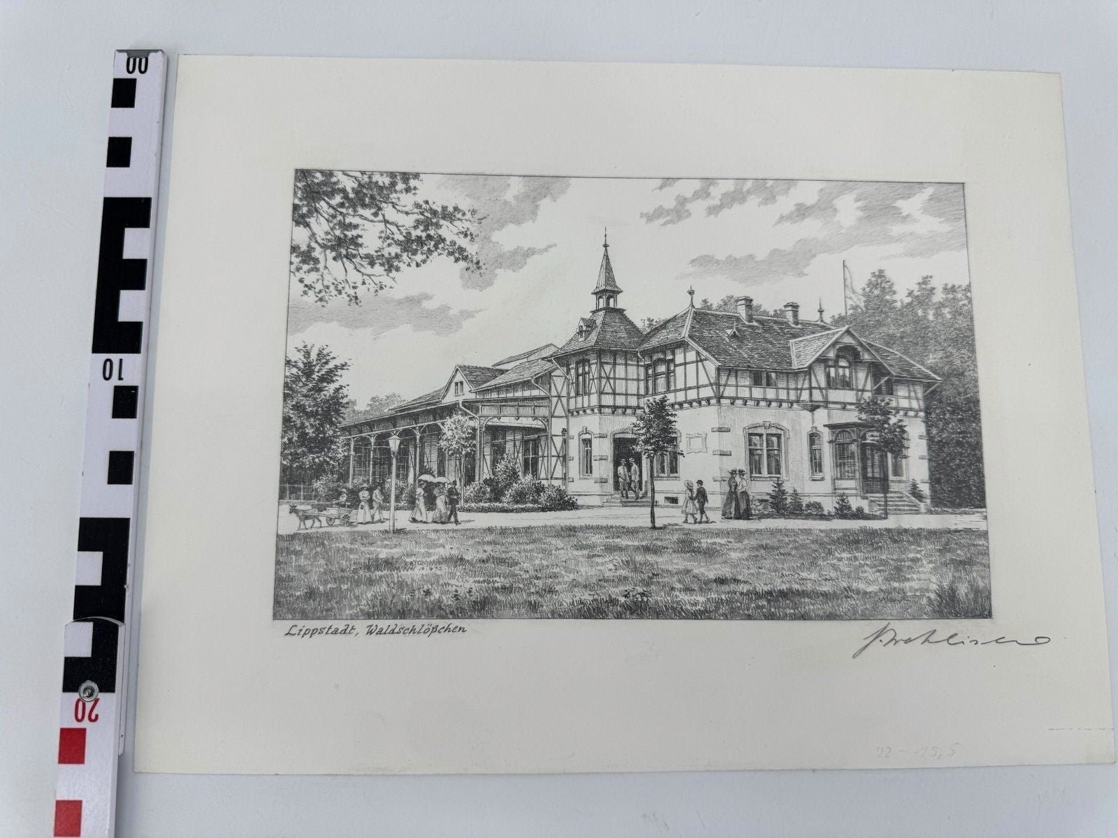 * HEINZ WEHLISCH ZEICHNUNG LIPPSTADT WALDSCHLÖSSCHEN ANSICHT SIGNIERT