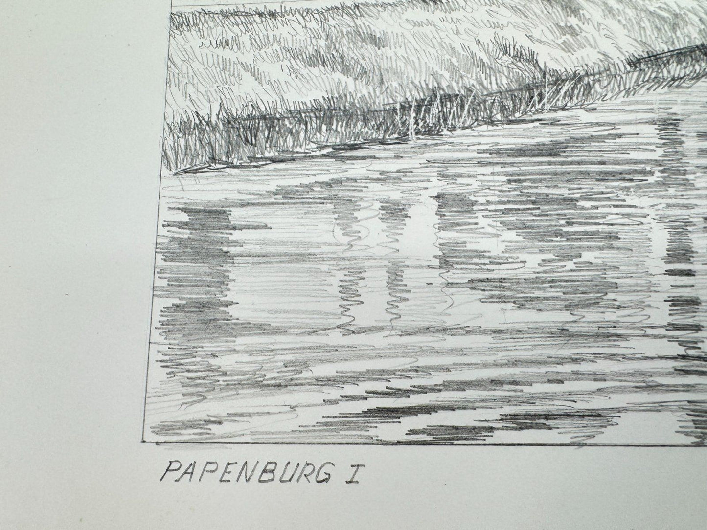 * HEINZ WEHLISCH ZEICHNUNG PAPENBURG ANSICHT SIGNIERT