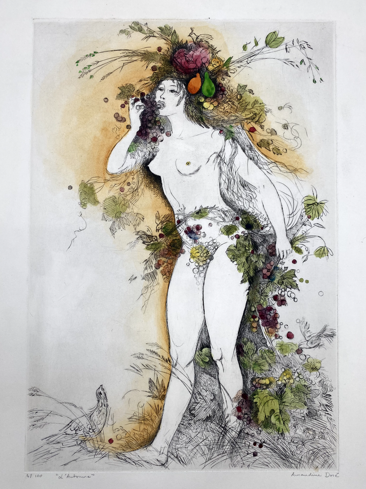 * DRUCK AMANDINE DORE L'ANTONINE LITHOGRAFIE HANDKOLORIERT PARIS EROTIK