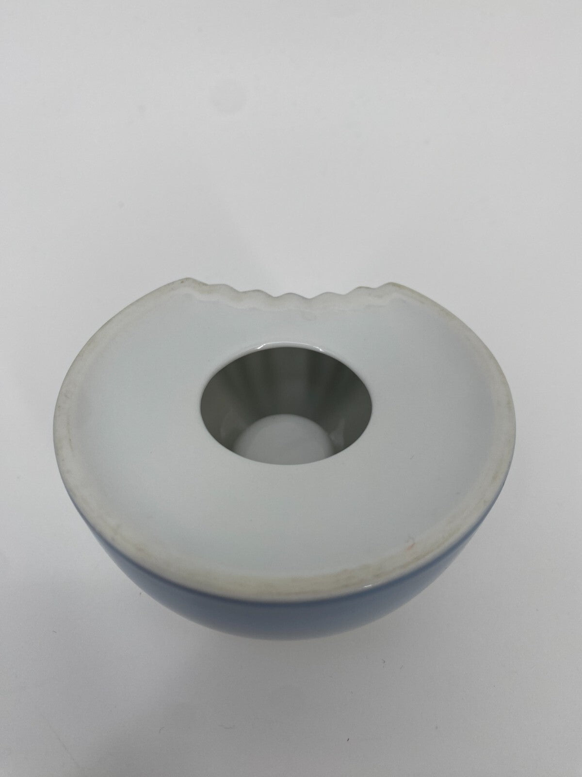 * ROSENTHAL AMBROGIO POZZI PLISSEE VASE KERZENHALTER PORZELLAN WEIß BLAU 80ER