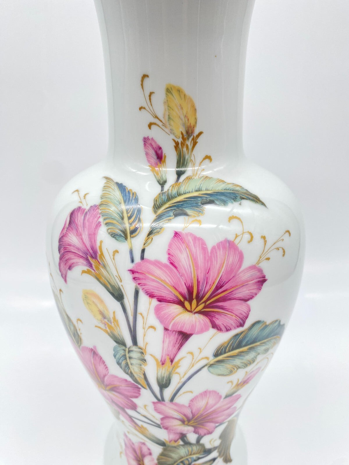 AK KAISER PORZELLAN VASE LILIANE BLUMENDEKOR K NOSSEK HÖHE 34 CM 70ER VINTAGE