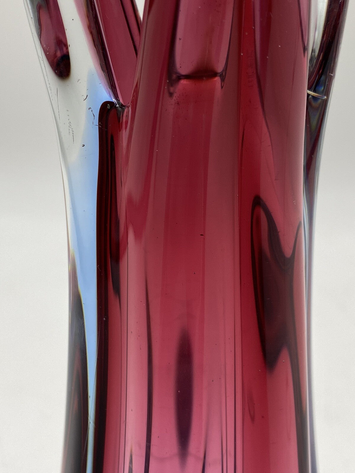 * MURANO GLAS VASE ITALIEN MID CENTURY SOMMERSO LILA ROSA MAGENTA
