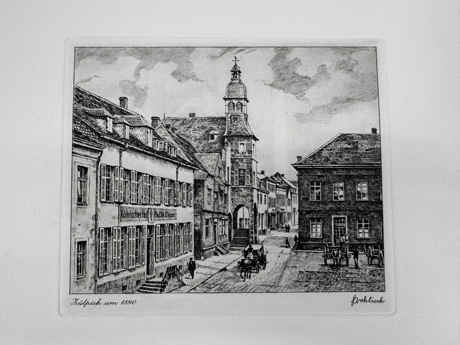 * HEINZ WEHLISCH ORIGINAL RADIERUNG ZÜLPICH UM 1890 ANSICHT