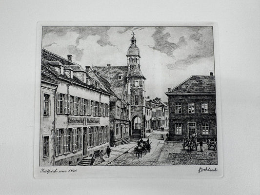 * HEINZ WEHLISCH ORIGINAL RADIERUNG ZÜLPICH UM 1890 ANSICHT