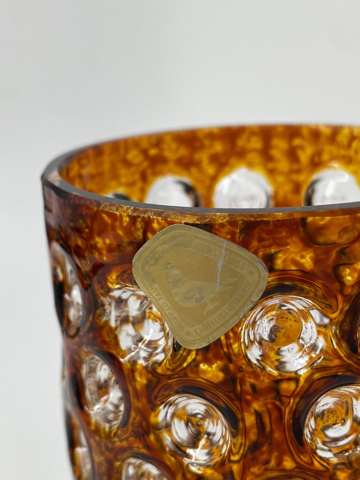 * GLAS VASE ALFRED TAUBE  BERNSTEINFARBEN VINTAGE BUBBLE