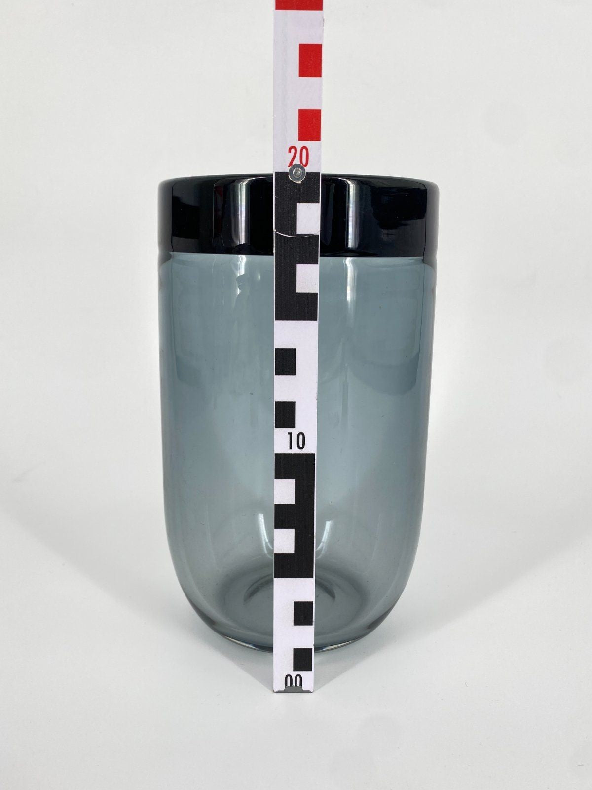 * GLAS VASE MURANO GRAU SCHWARZ RAUCHGLAS DESIGN SIGNIERT ZT 20CM