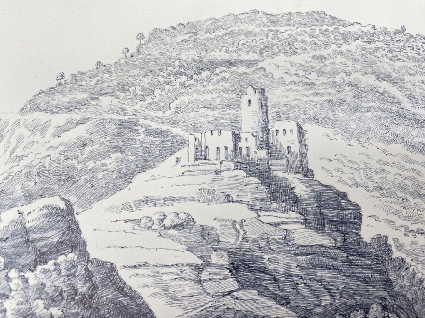 DEUTSCHER KÜNSTLER HEINZ WEHLISCH ZEICHNUNG BERNKASTEL KUES BURG LANDSHUT