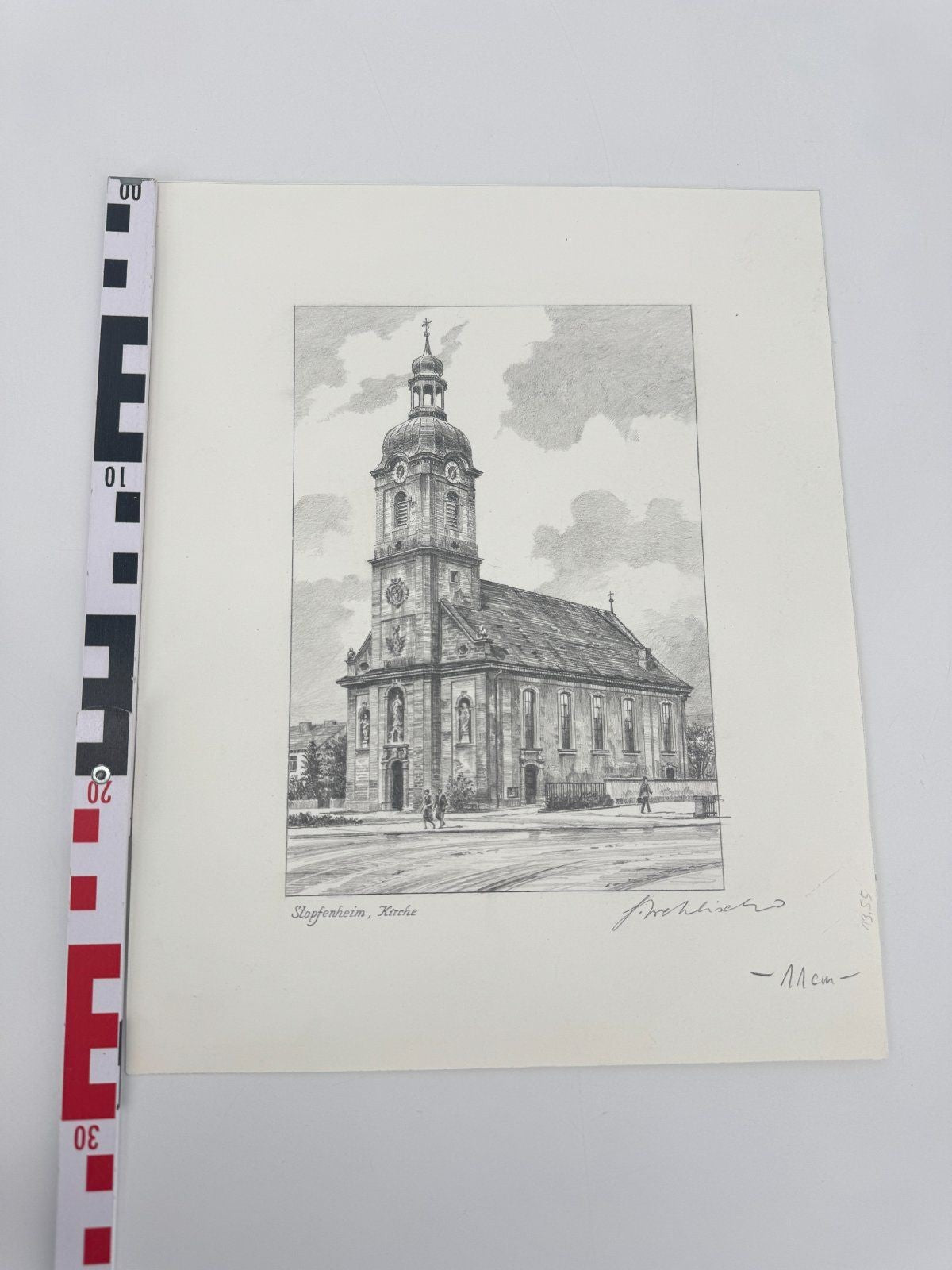 * HEINZ WEHLISCH ZEICHNUNG STOPFENHEIM KIRCHE ST AUGUSTINUS ANSIC
