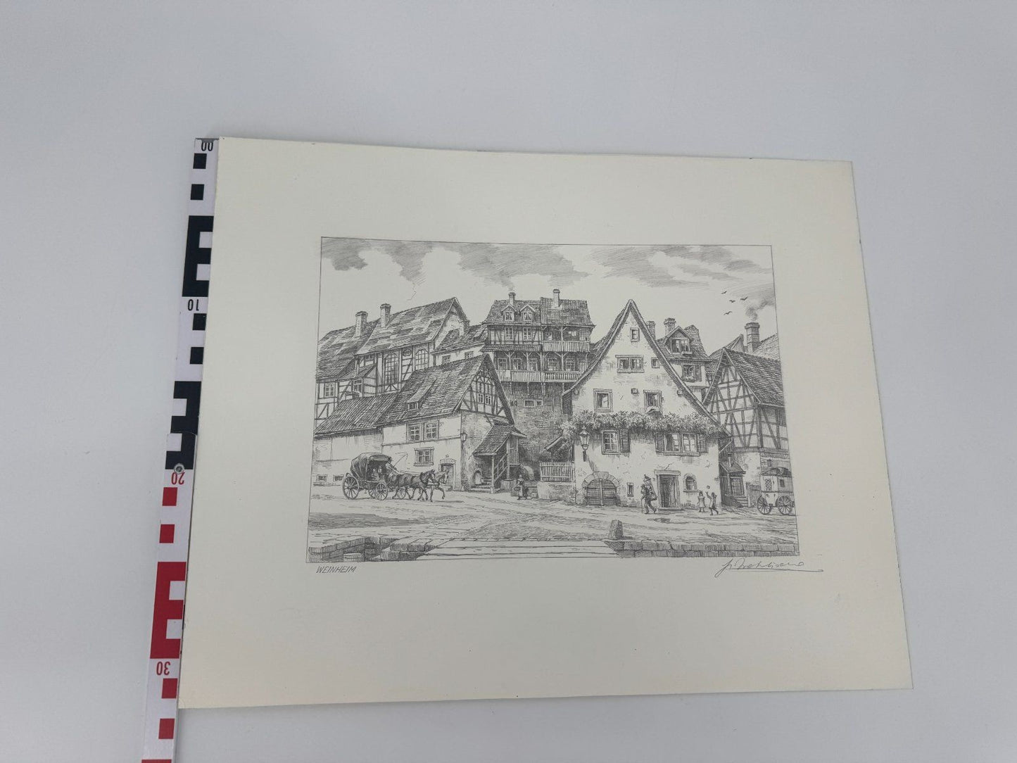 * HEINZ WEHLISCH ZEICHNUNG WEINHEIM UM 1880 ANSICHT SIGNIERT