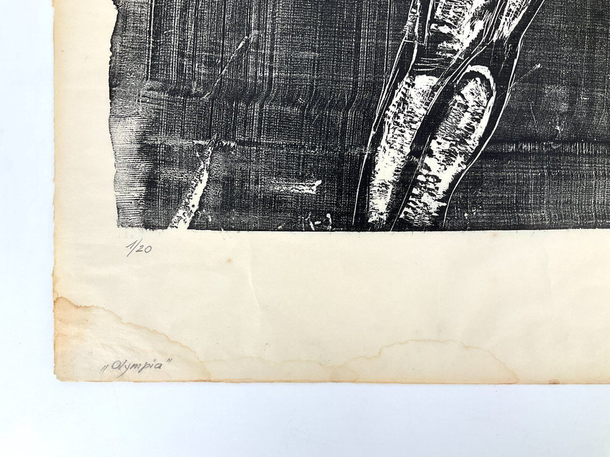 *GRAFIK HOLZSCHNITT OLYMPIA PFERD AKT ERNST WOLFHAGEN 1959 XXL