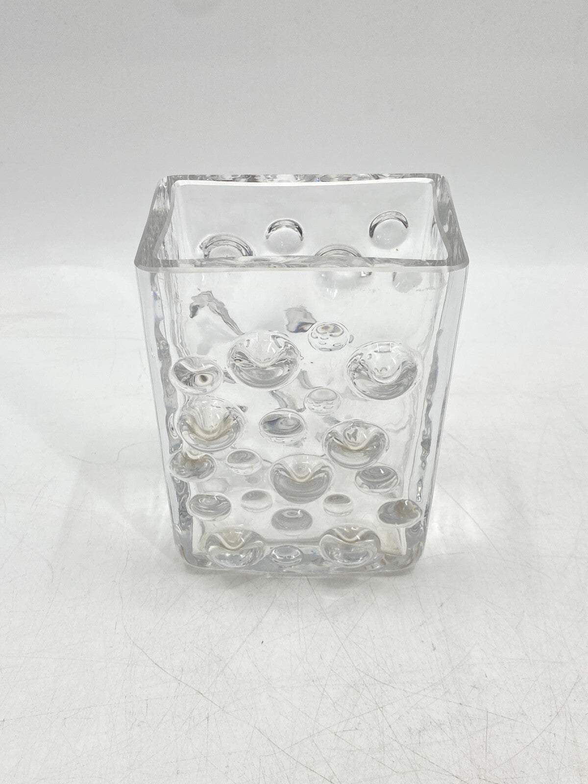 * WMF ERICH JACHMANN BUBBLE VASE GLASVASE GLAS NOPPEN BLOCKVASE VINTAGE 60ER