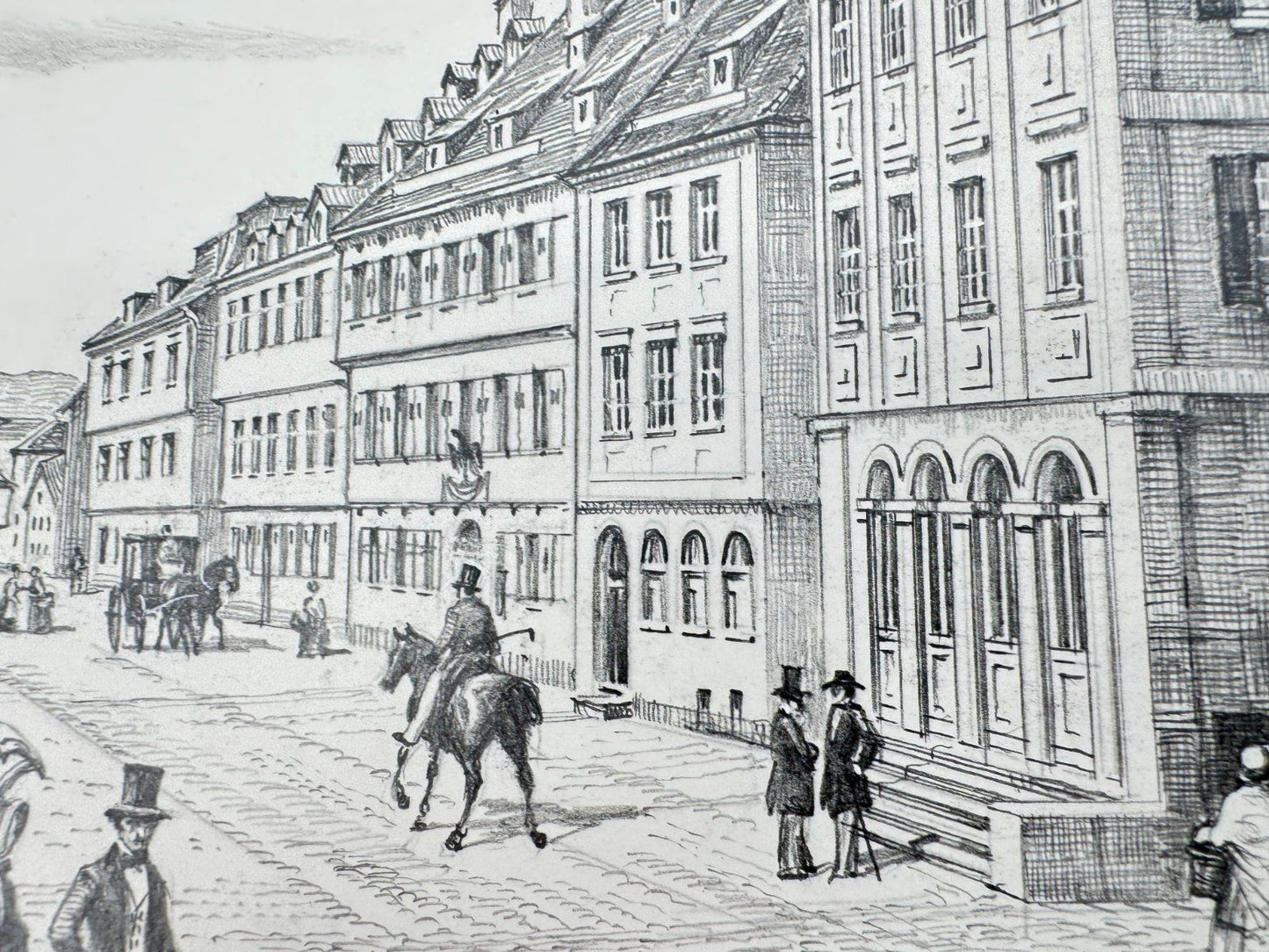 * HEINZ WEHLISCH ZEICHNUNG PFORZHEIM MARKT UM 1850 ANSICHT SIGNIERT