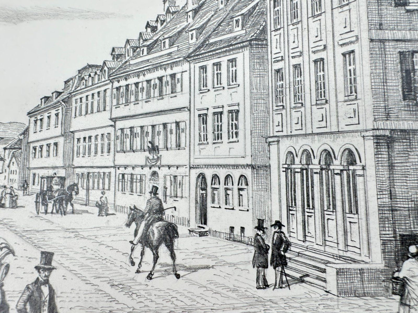 * HEINZ WEHLISCH ZEICHNUNG PFORZHEIM MARKT UM 1850 ANSICHT SIGNIERT