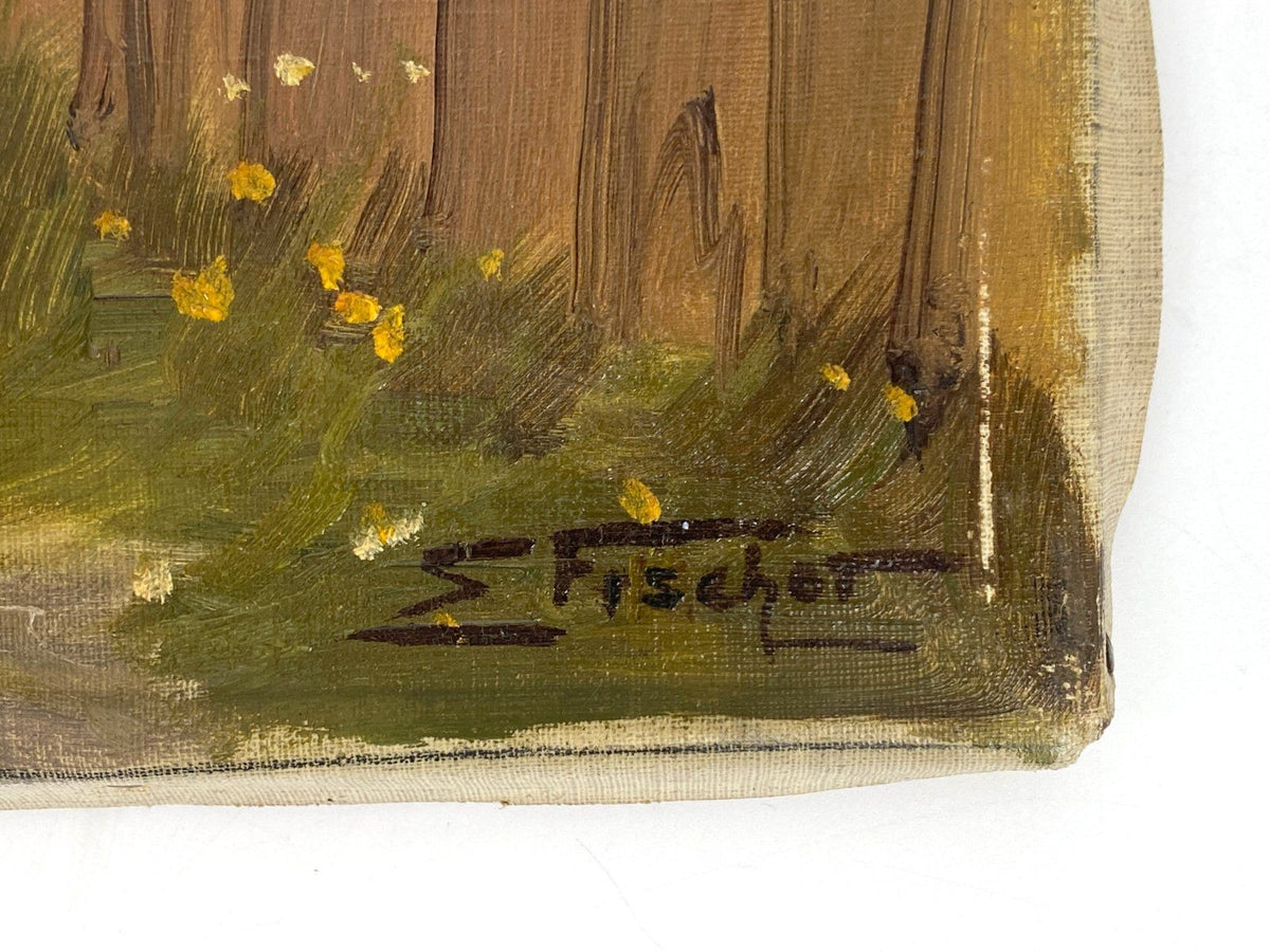 *ÖLGEMÄLDE EDMUND FISCHER BAUERNHOF HOFANSICHT DÖRFLICHES IDYLL