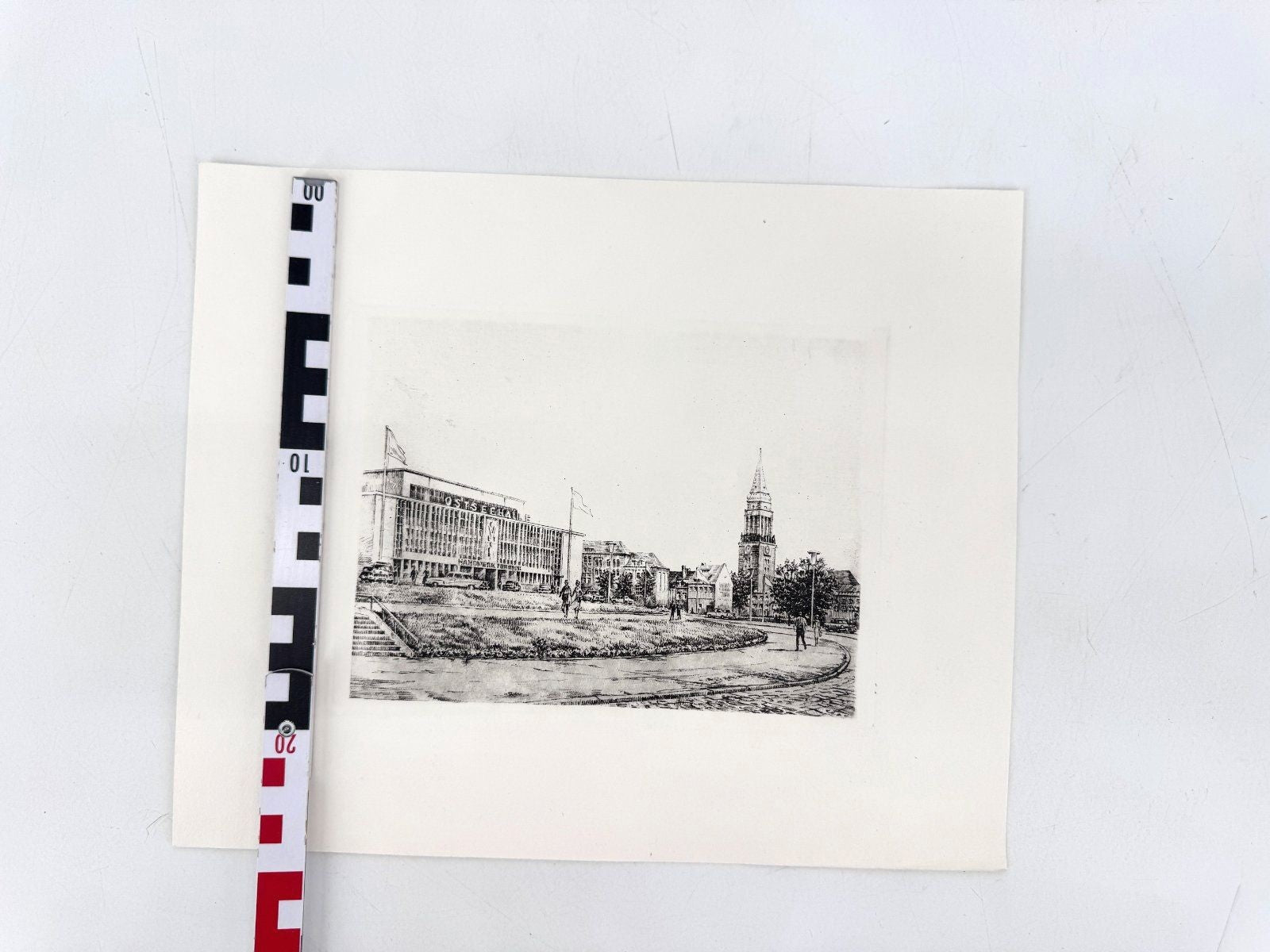 * GRAFIK DRUCKGRAFIK KIEL OSTSEEHALLE RATHAUSTURM 60ER WEHLISCH