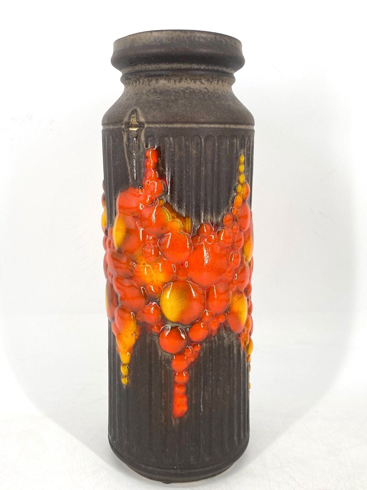 * FAT LAVA BODENVASE VASE POTTERY VULKAN 60er 70er ORANGE AUSTRIA