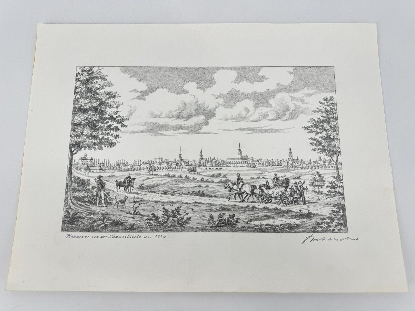 * HEINZ WEHLISCH ZEICHNUNG HANNOVER VON DER SÜDWESTSEITE 1820 ANSICHT