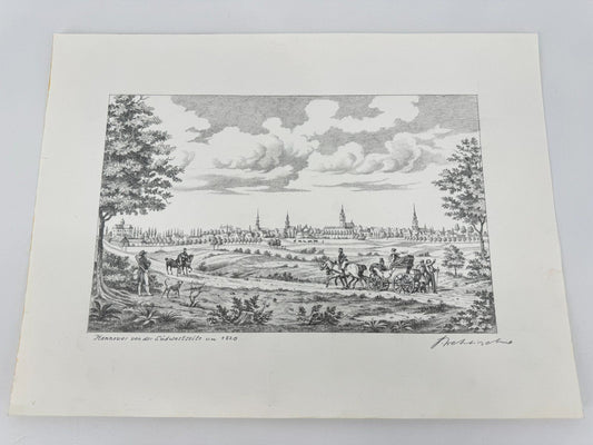 * HEINZ WEHLISCH ZEICHNUNG HANNOVER VON DER SÜDWESTSEITE 1820 ANSICHT