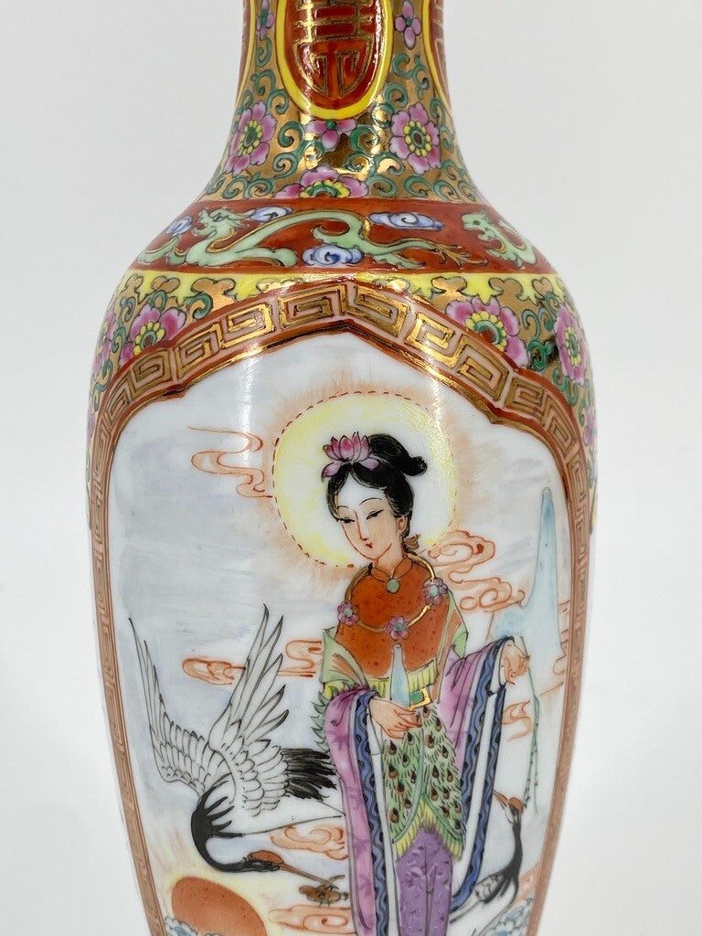 * VASE CHINA PORZELLAN ZHONGGUO ZHI ZAO CHINESISCH HANDBEMALT GOLD