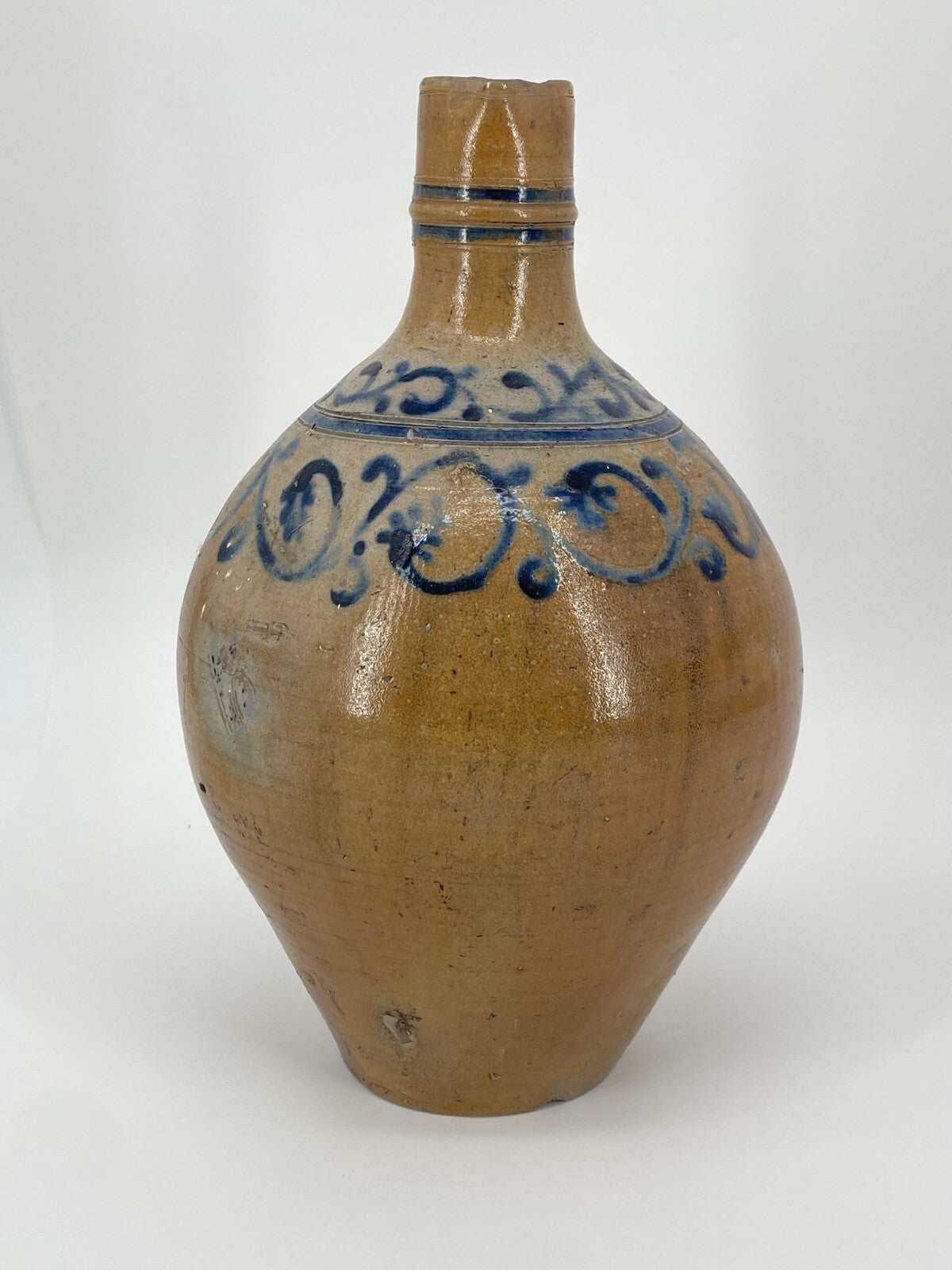 * KRUG HENKEL VASE HENKELVASE SALZGLASUR 1900 KERAMIK ANTIK