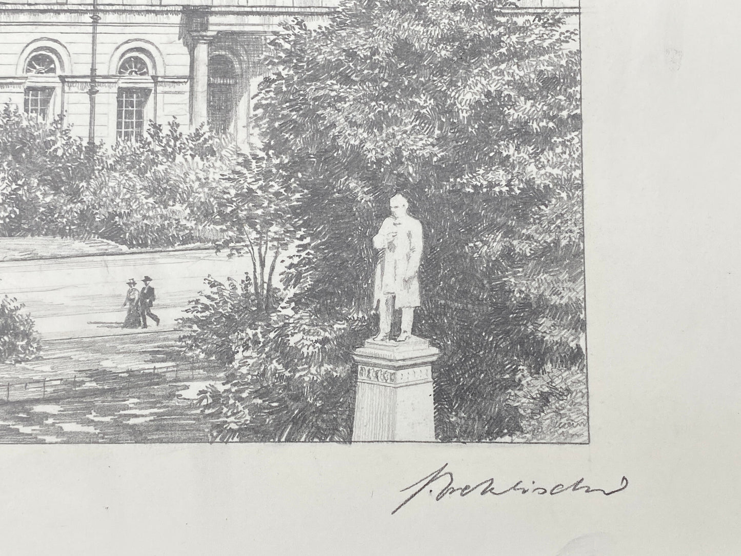 DEUTSCHER KÜNSTLER HEINZ WEHLISCH ZEICHNUNG HANNOVER OPERNHAUS UM 1895 SIGNIERT