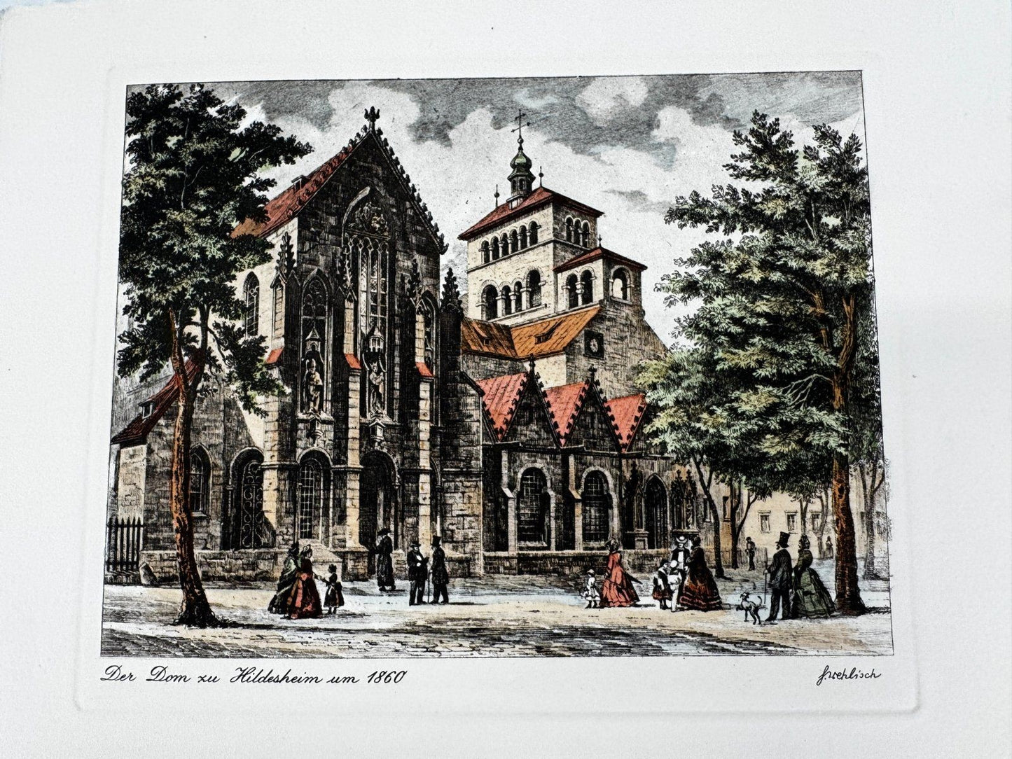 * HEINZ WEHLISCH RADIERUNG DOM ZU HILDESHEIM UM 1860 ANSICHT