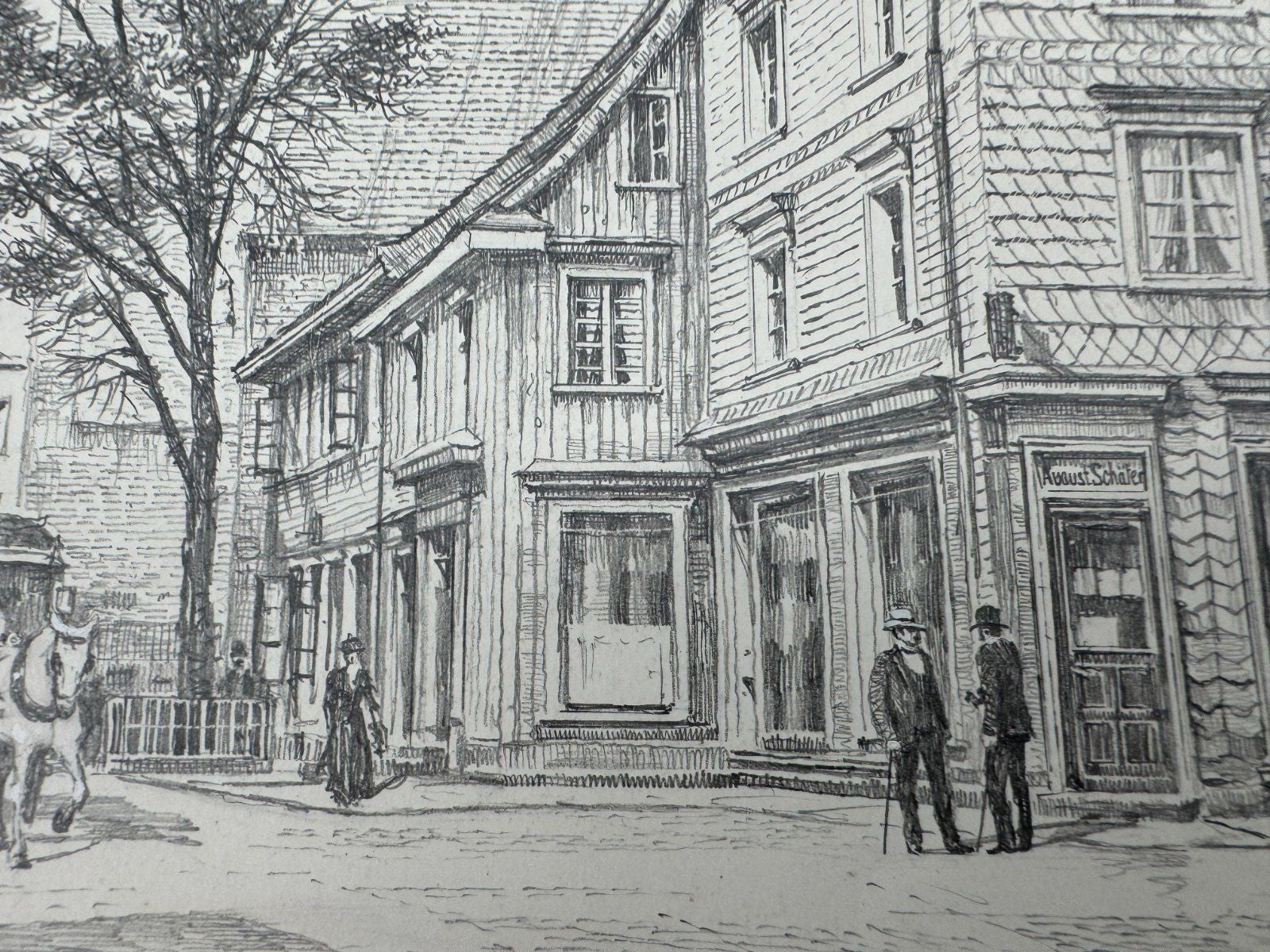 * HEINZ WEHLISCH ZEICHNUNG BURSCHEID UM 1900 ANSICHT SIGNIERT