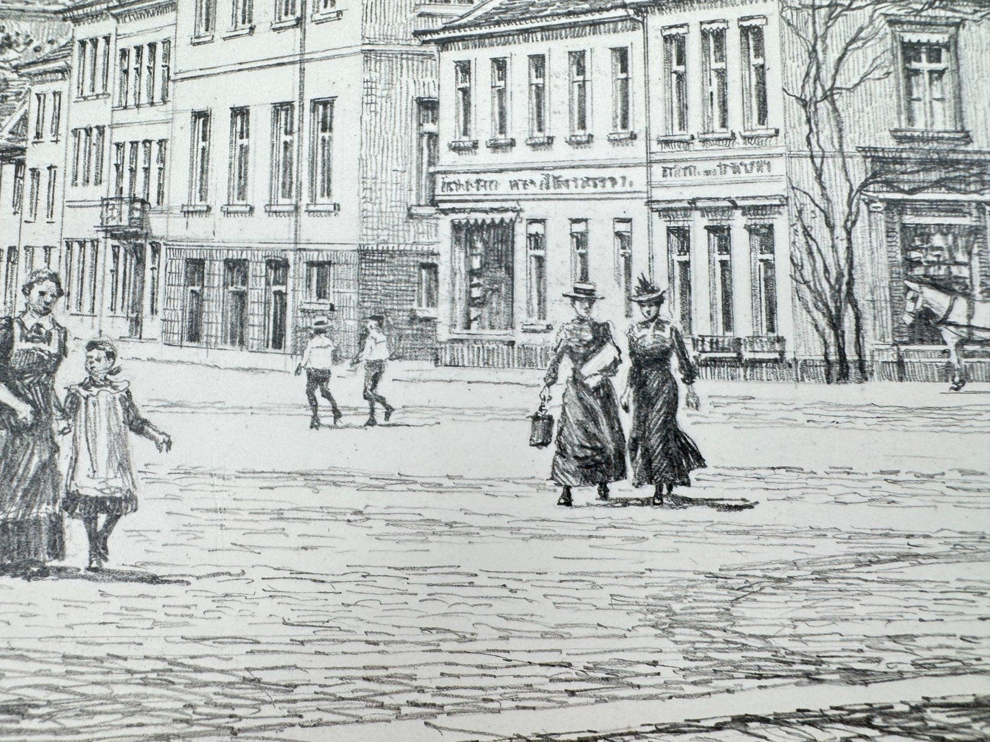 * HEINZ WEHLISCH ZEICHNUNG KANTEN MARKTPLATZ UM 1905 ANSICHT SIGN