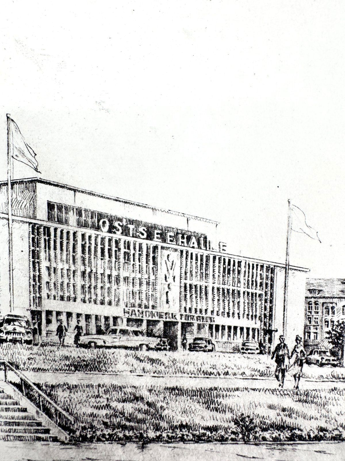 * GRAFIK DRUCKGRAFIK KIEL OSTSEEHALLE RATHAUSTURM 60ER WEHLISCH