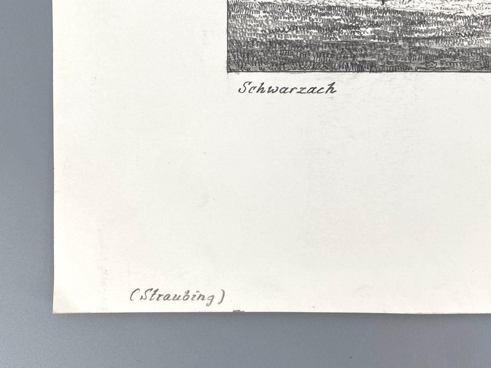 * HEINZ WEHLISCH ZEICHNUNG SCHWARZACH STRAUBING ANSICHT SIGNIERT
