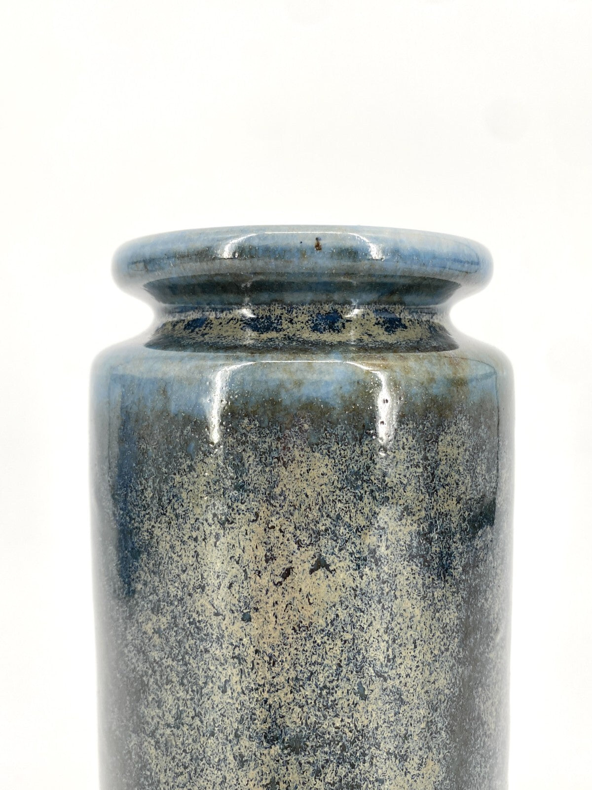 * STUDIO KERAMIK VASE BLAU TÜRKIS GRAU BRAUN GLÄNZEND 21CM VINTAGE