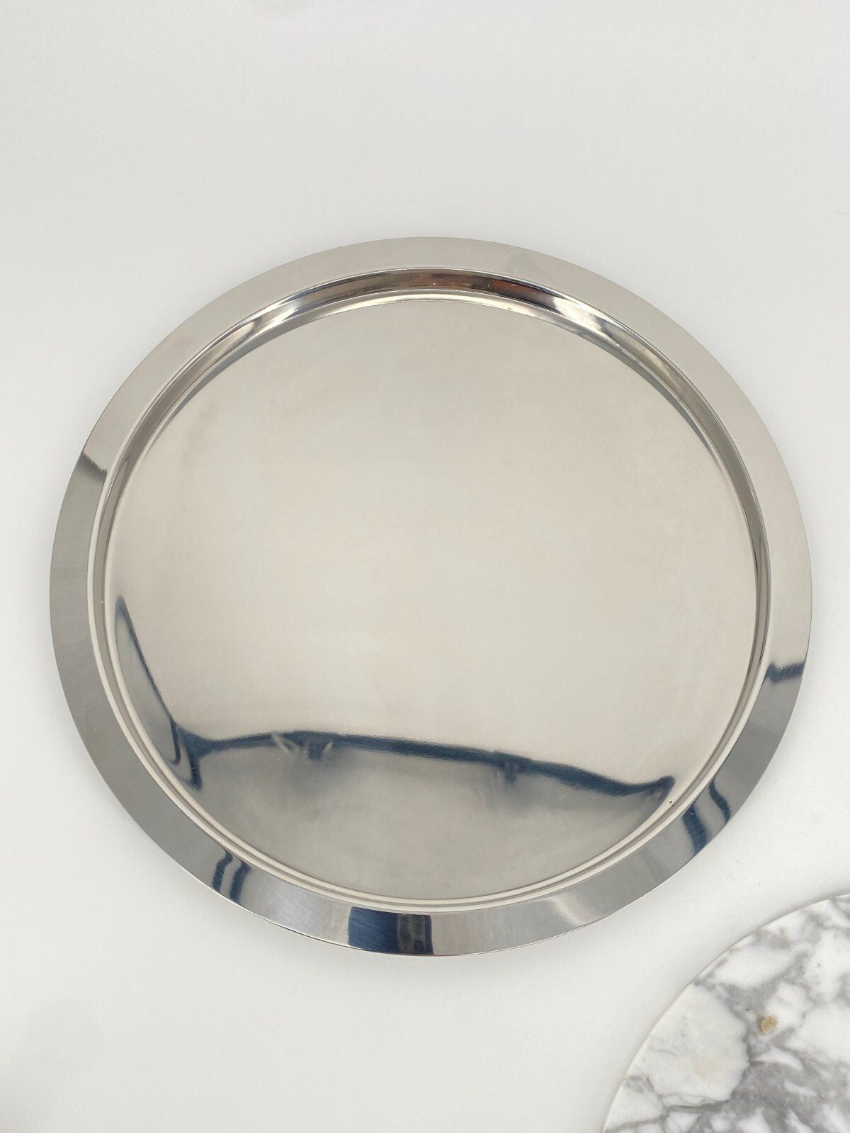 * MEPRA MARMOR EDELSTAHL TABLETT PLATTE RUND CHROM ITALY DESIGN