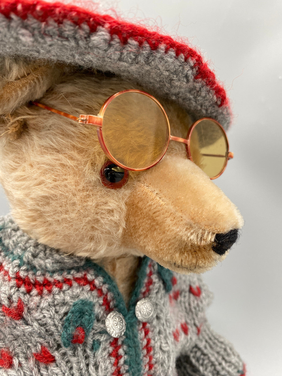 TEDDYBÄR SAMMLERSTÜCK HANDGEFERTIGT HANDGESTRICKT KUSCHELTIER 50ER DEUTSCHLAND